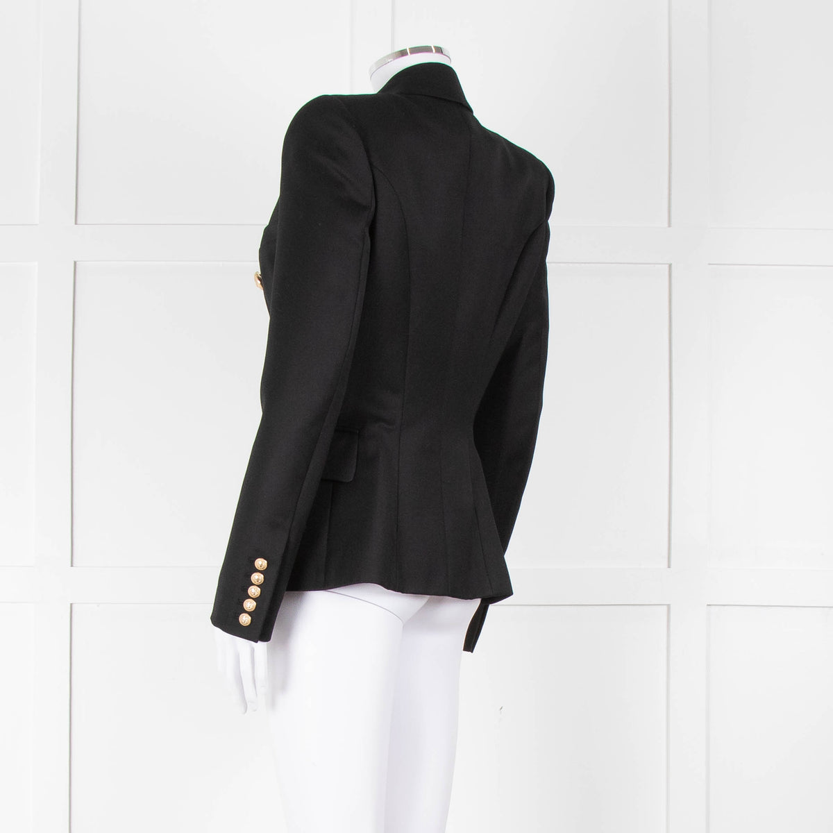 Balmain Black Double Breasted Wool-Twill Blazer Jacket