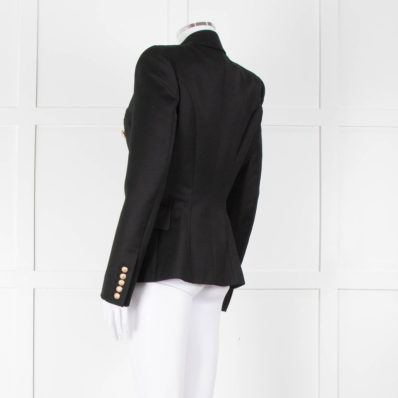 Balmain Black Double Breasted Wool-Twill Blazer Jacket
