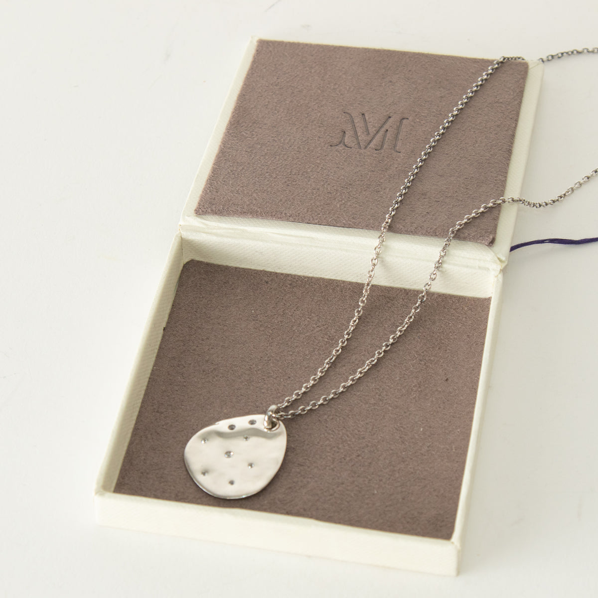 Monica Vinader Sterling Silver Diamond Petal Pendant With Chain