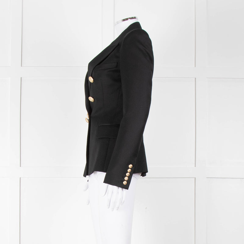Balmain Black Double Breasted Wool-Twill Blazer Jacket