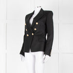 Balmain Black Double Breasted Wool-Twill Blazer Jacket