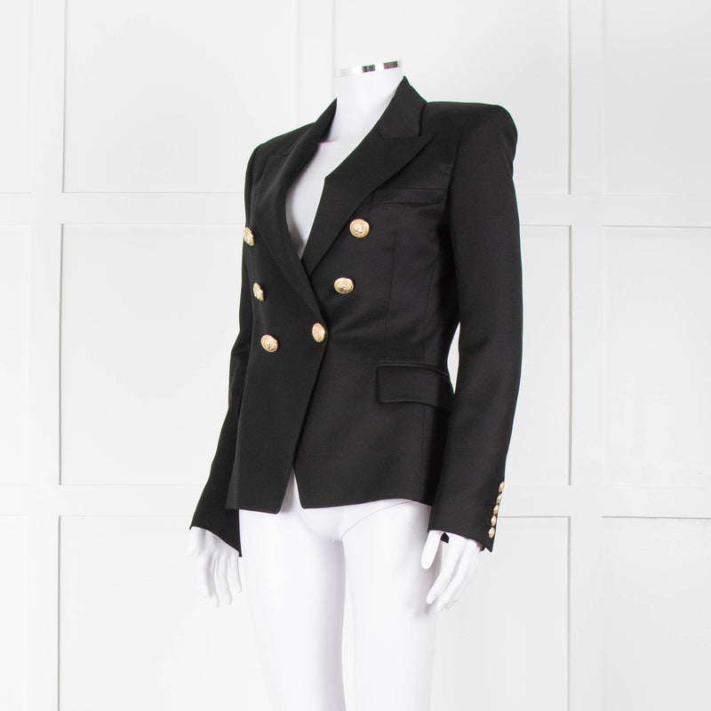 Balmain Black Double Breasted Wool-Twill Blazer Jacket
