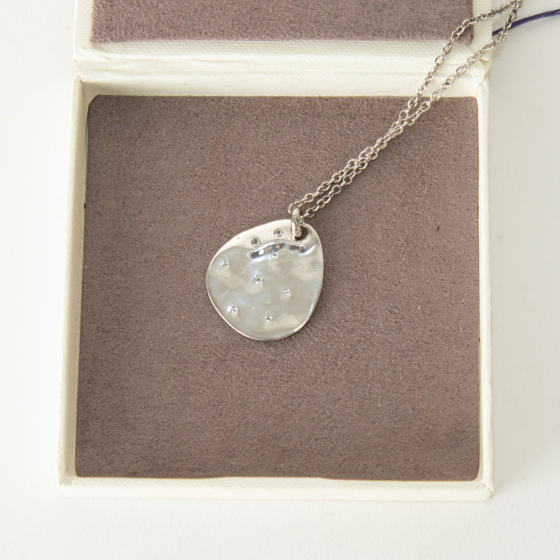 Monica Vinader Sterling Silver Diamond Petal Pendant With Chain