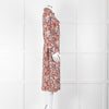 A.P.C Blue Orange Floral Button Up Belted Long Dress