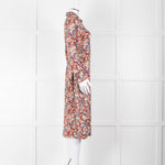 A.P.C Blue Orange Floral Button Up Belted Long Dress