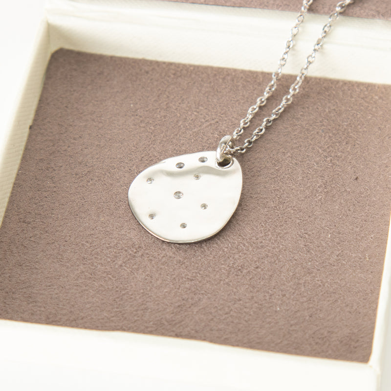 Monica Vinader Sterling Silver Diamond Petal Pendant With Chain
