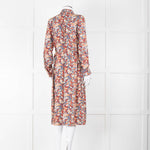 A.P.C Blue Orange Floral Button Up Belted Long Dress