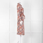 A.P.C Blue Orange Floral Button Up Belted Long Dress