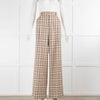 See By Chloe Beige Black Check Flared Trousers
