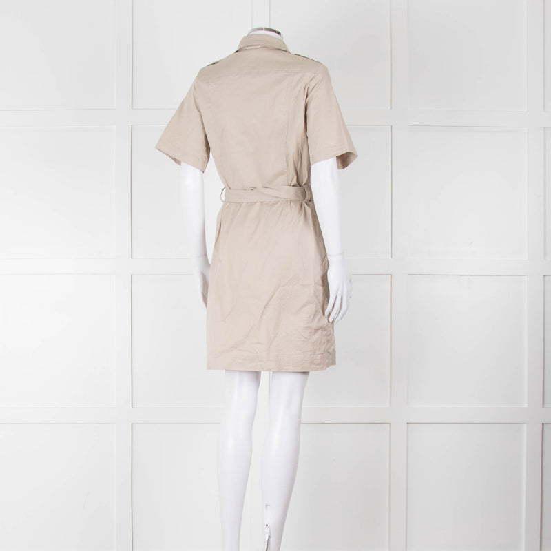 Burberry Brit Beige Front Pockets Belted Cotton Dress