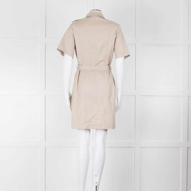 Burberry Brit Beige Front Pockets Belted Cotton Dress