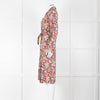 A.P.C Blue Orange Floral Button Up Belted Long Dress
