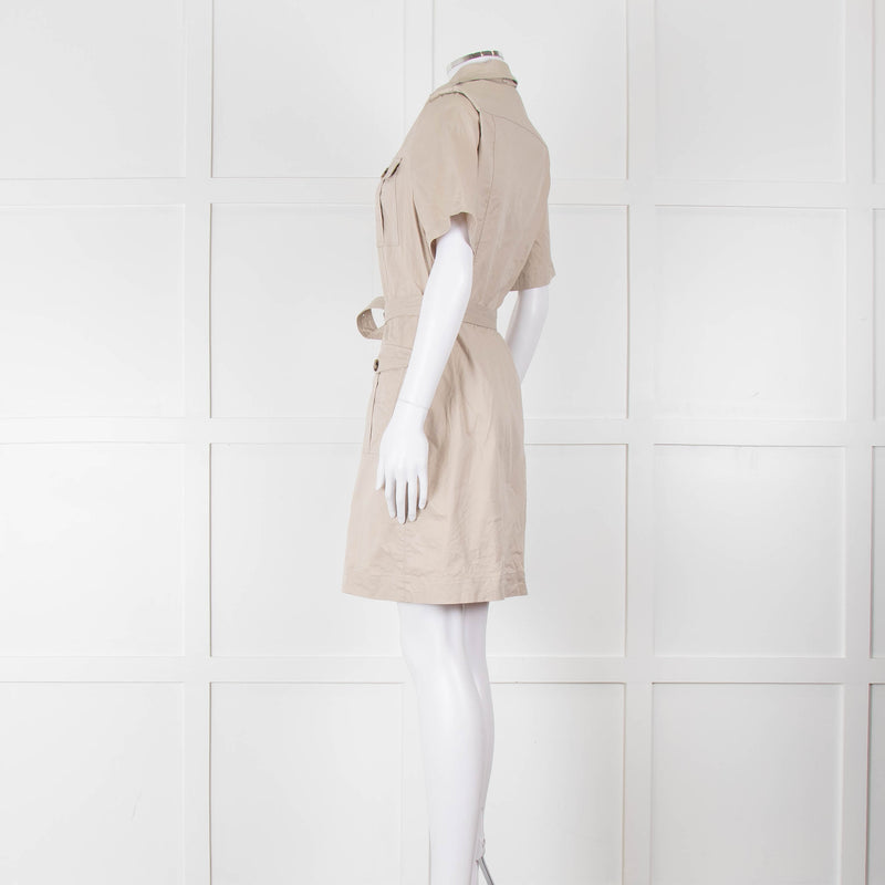 Burberry Brit Beige Front Pockets Belted Cotton Dress