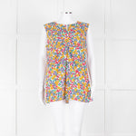 Marni White Orange Blue  Flower Print Sleeveless Top