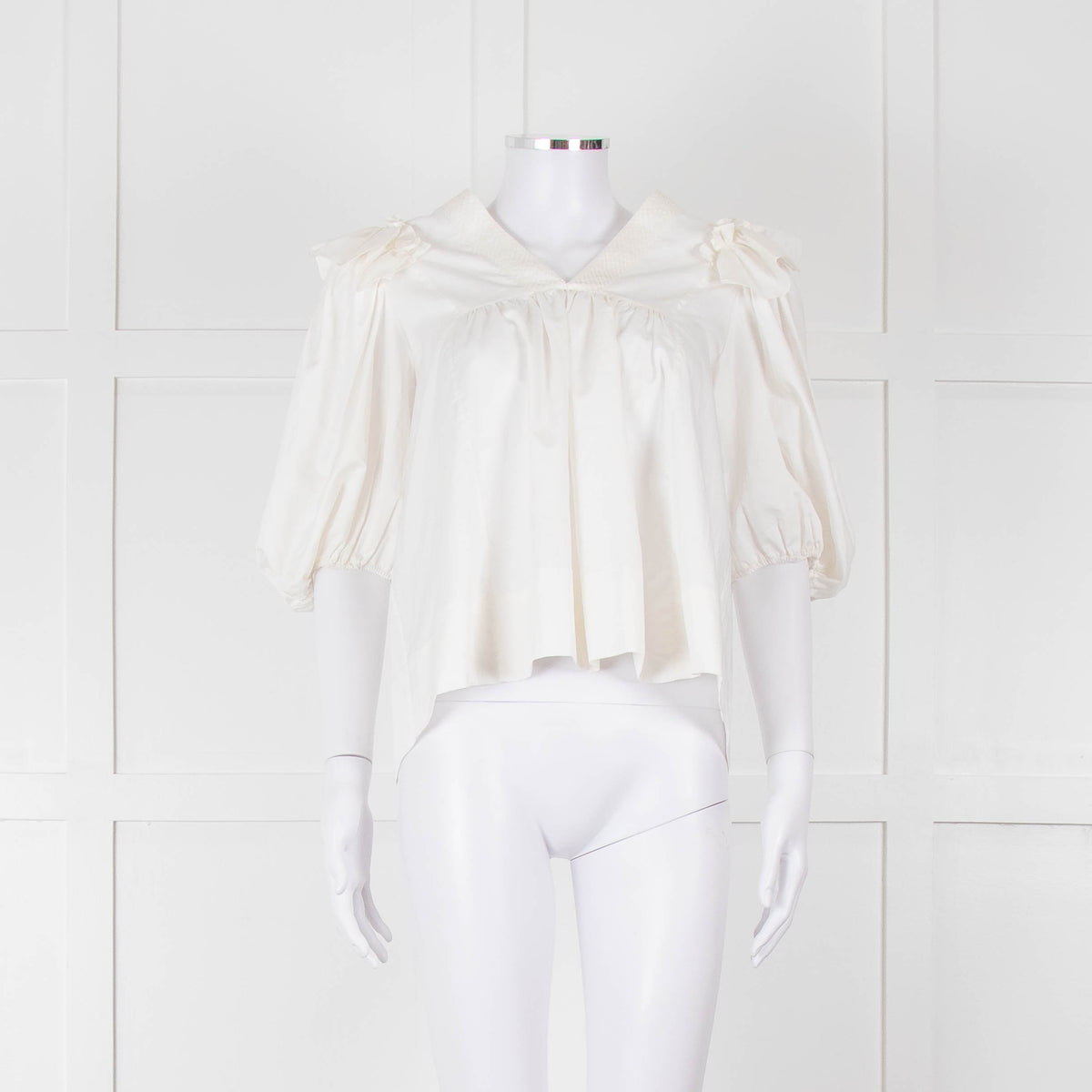 Lug Von Siga Cream Puff Sleeve Frill Trim Top