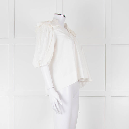 Lug Von Siga Cream Puff Sleeve Frill Trim Top