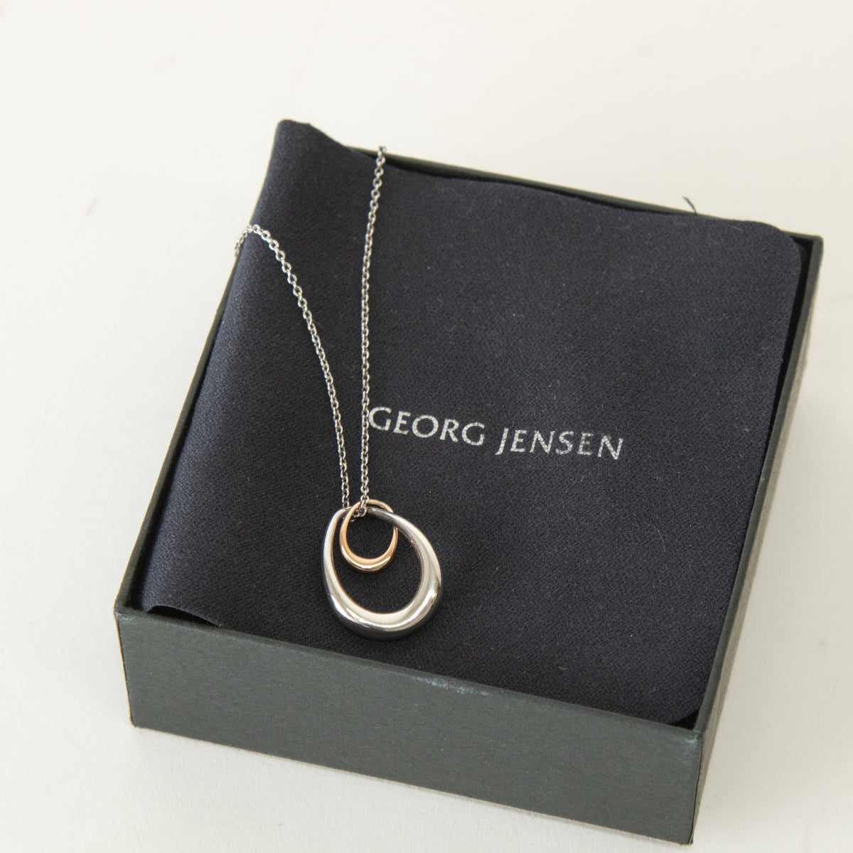 Georg Jensen Sterling Silver 18ct Rose Gold Off Spring Necklace With Pendant