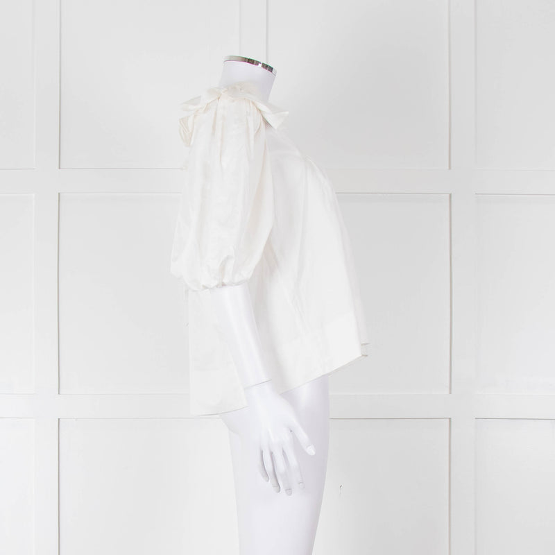 Lug Von Siga Cream Puff Sleeve Frill Trim Top