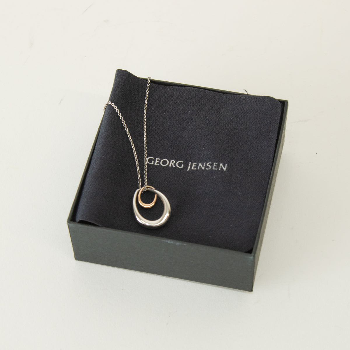 Georg Jensen Sterling Silver 18ct Rose Gold Off Spring Necklace With Pendant