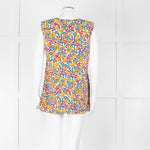 Marni White Orange Blue  Flower Print Sleeveless Top