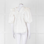 Lug Von Siga Cream Puff Sleeve Frill Trim Top