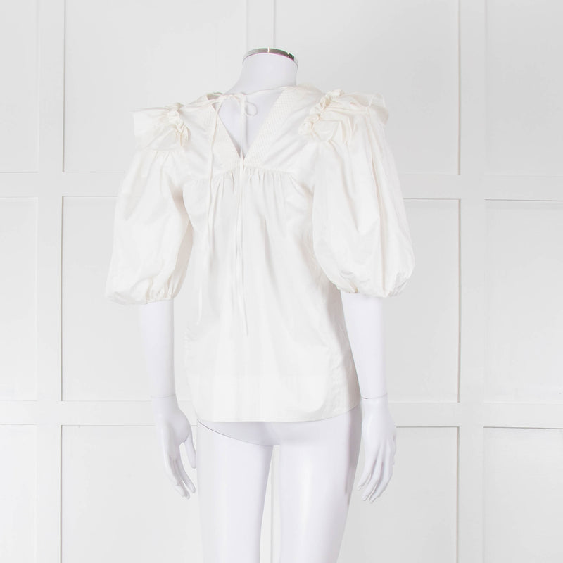 Lug Von Siga Cream Puff Sleeve Frill Trim Top