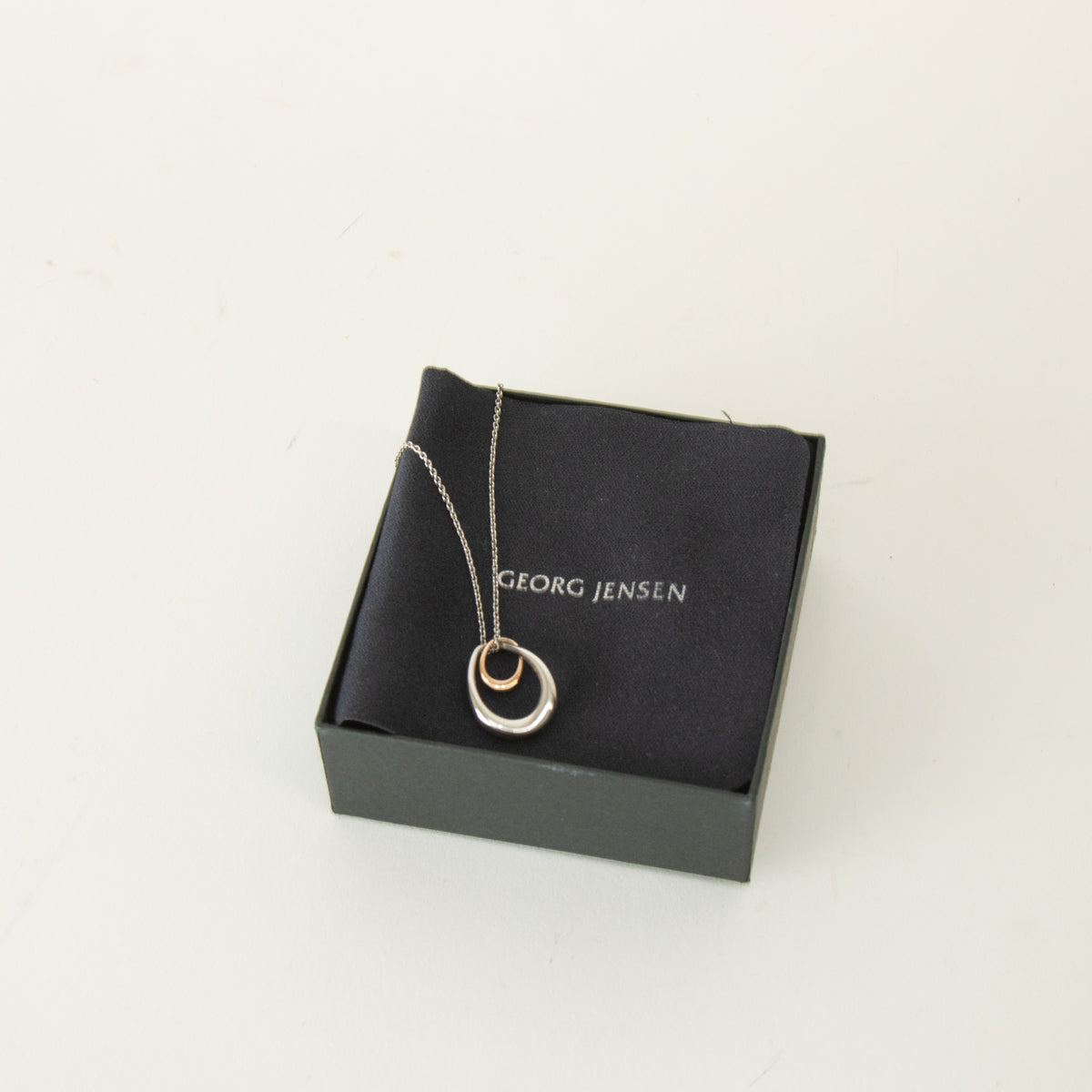 Georg Jensen Sterling Silver 18ct Rose Gold Off Spring Necklace With Pendant