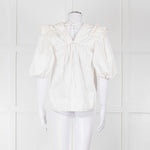Lug Von Siga Cream Puff Sleeve Frill Trim Top