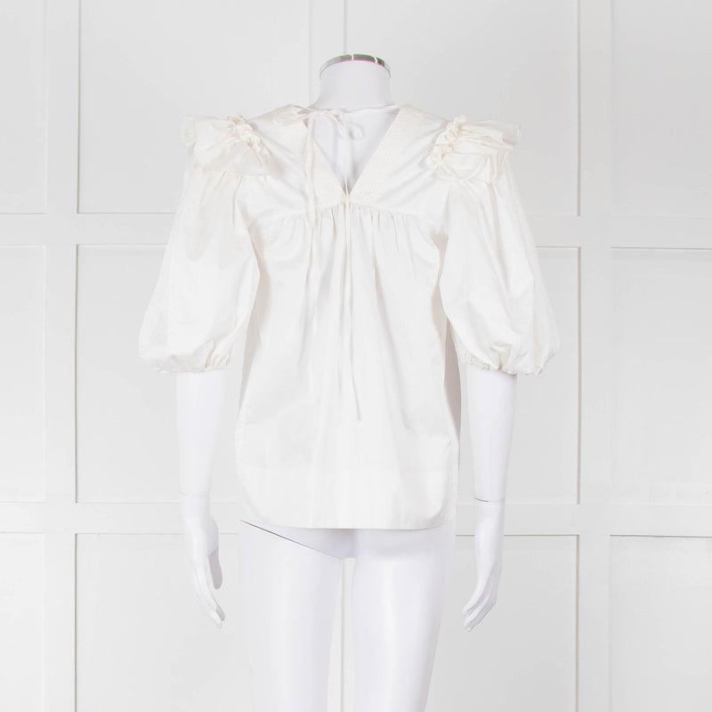 Lug Von Siga Cream Puff Sleeve Frill Trim Top
