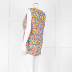 Marni White Orange Blue  Flower Print Sleeveless Top