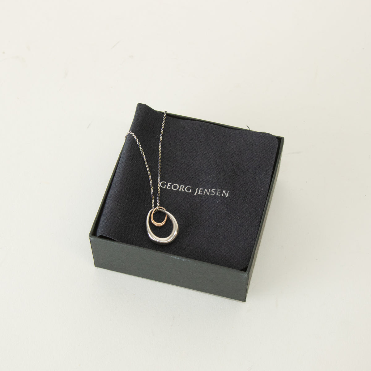 Georg Jensen Sterling Silver 18ct Rose Gold Off Spring Necklace With Pendant