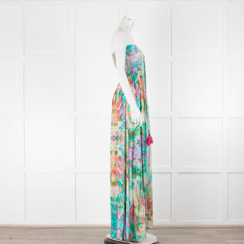Sophia Alexia Shirred Tie Dye Strapless Maxi Dress
