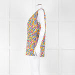 Marni White Orange Blue  Flower Print Sleeveless Top