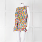 Marni White Orange Blue  Flower Print Sleeveless Top