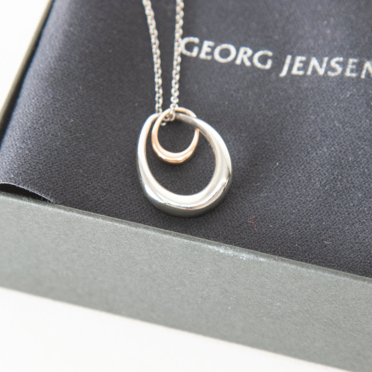 Georg Jensen Sterling Silver 18ct Rose Gold Off Spring Necklace With Pendant