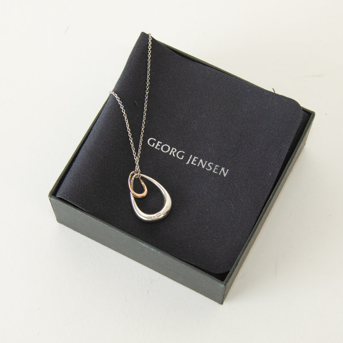 Georg Jensen Sterling Silver 18ct Rose Gold Off Spring Necklace With Pendant