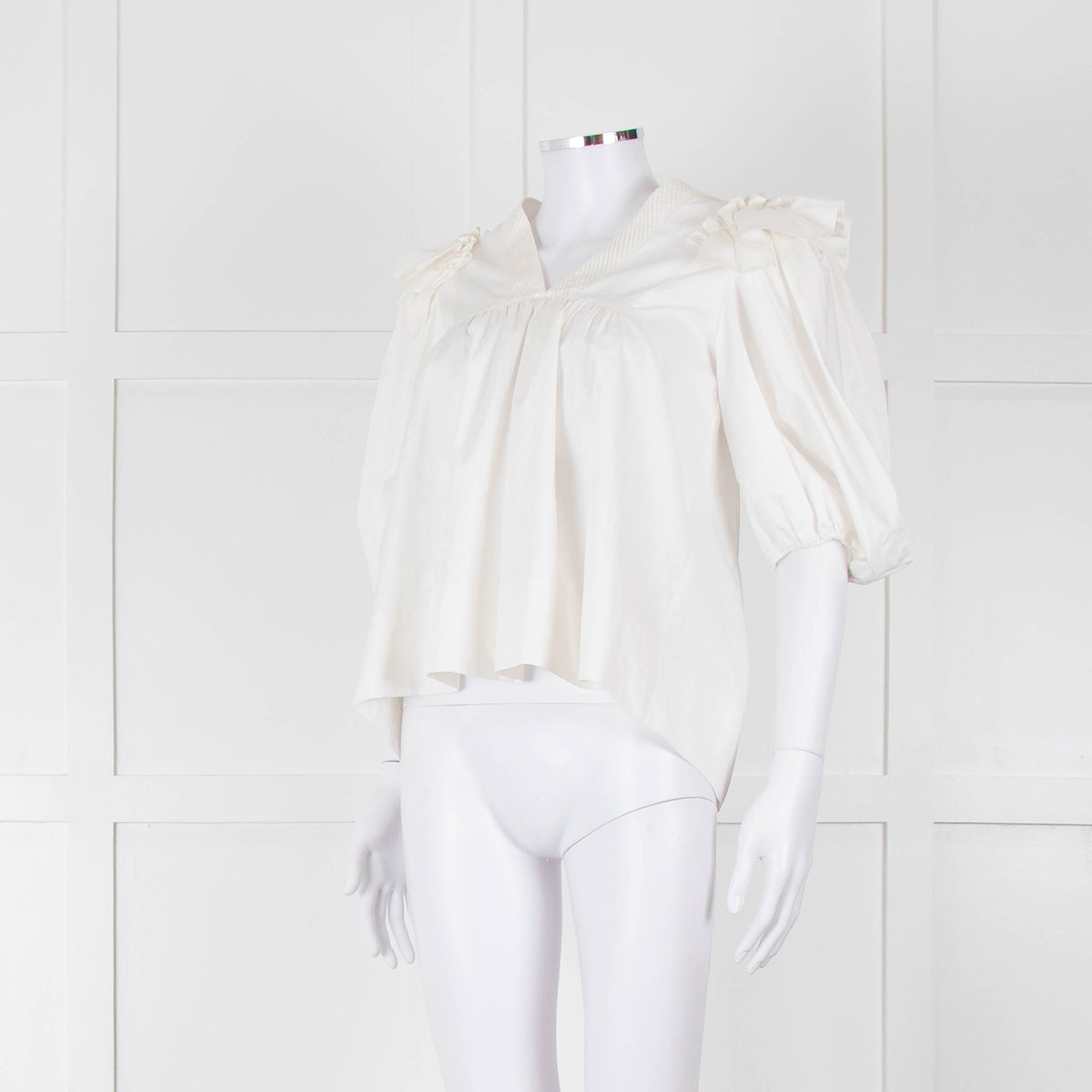 Lug Von Siga Cream Puff Sleeve Frill Trim Top