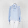 Stella McCartney Pale Blue Silk Frill Trim Long Sleeve Blouse
