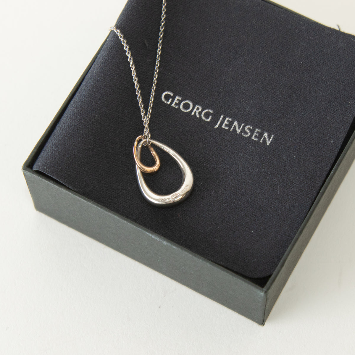Georg Jensen Sterling Silver 18ct Rose Gold Off Spring Necklace With Pendant