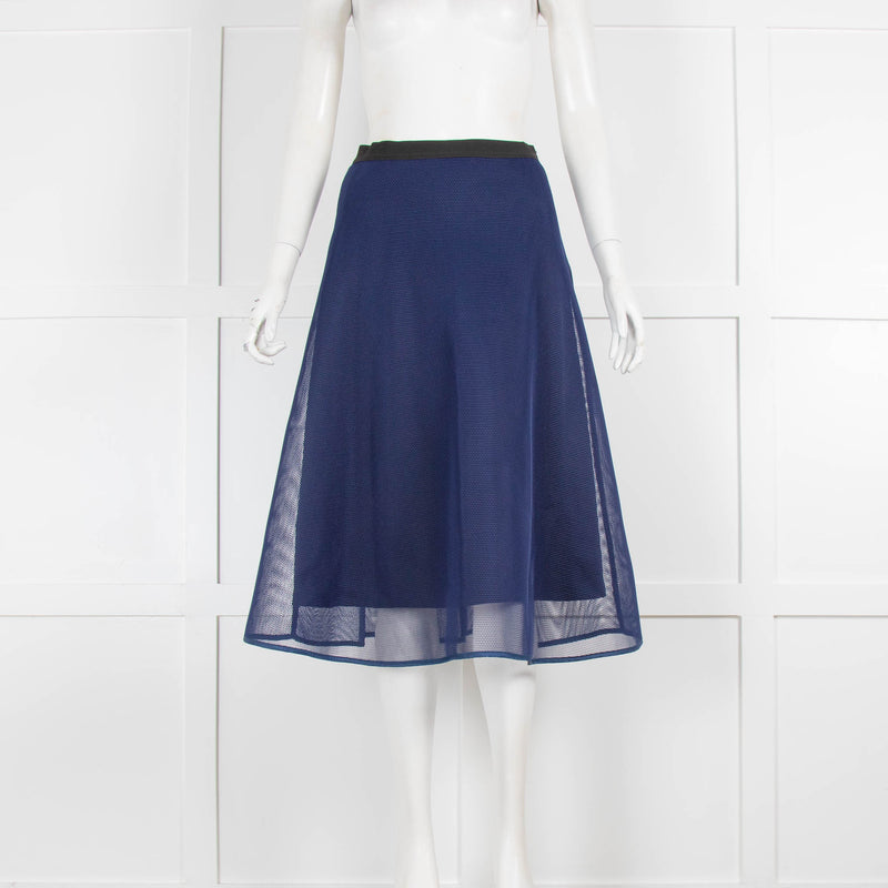Sandro Blue Mesh Midi Skirt