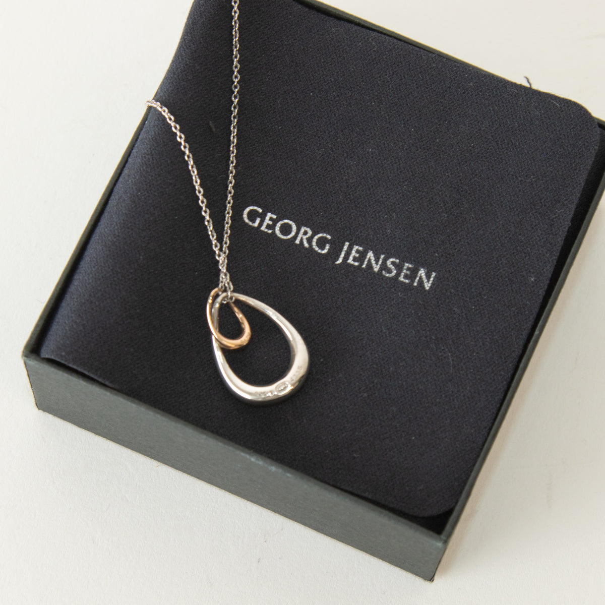 Georg Jensen Sterling Silver 18ct Rose Gold Off Spring Necklace With Pendant