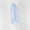 Stella McCartney Pale Blue Silk Frill Trim Long Sleeve Blouse