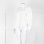 See By Chloe White Cotton Lace Detail Puff Sleeve Top