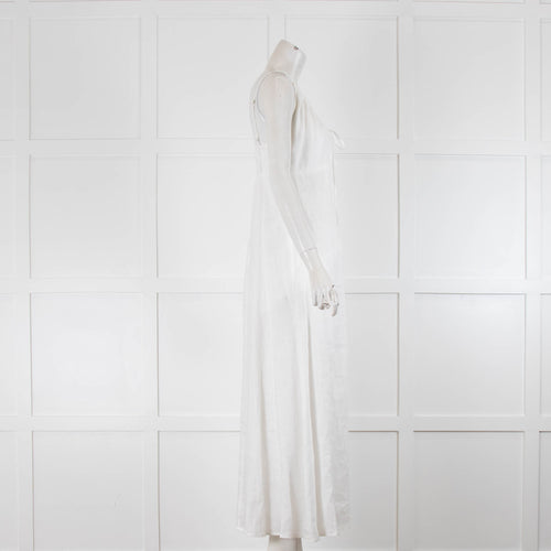 Greek Archaic Kori White Linen Strappy Midi Dress