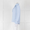 Stella McCartney Pale Blue Silk Frill Trim Long Sleeve Blouse