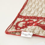 Christian Dior Cream Taupe Red Monogram Silk Scarf