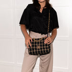 Chanel Black Quilted Tweed Medium 19 Flap Bag