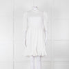 Batsheva White Cotton Frill Detail Short Sleeve Dress