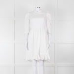 Batsheva White Cotton Frill Detail Short Sleeve Dress