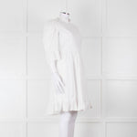 Batsheva White Cotton Frill Detail Short Sleeve Dress